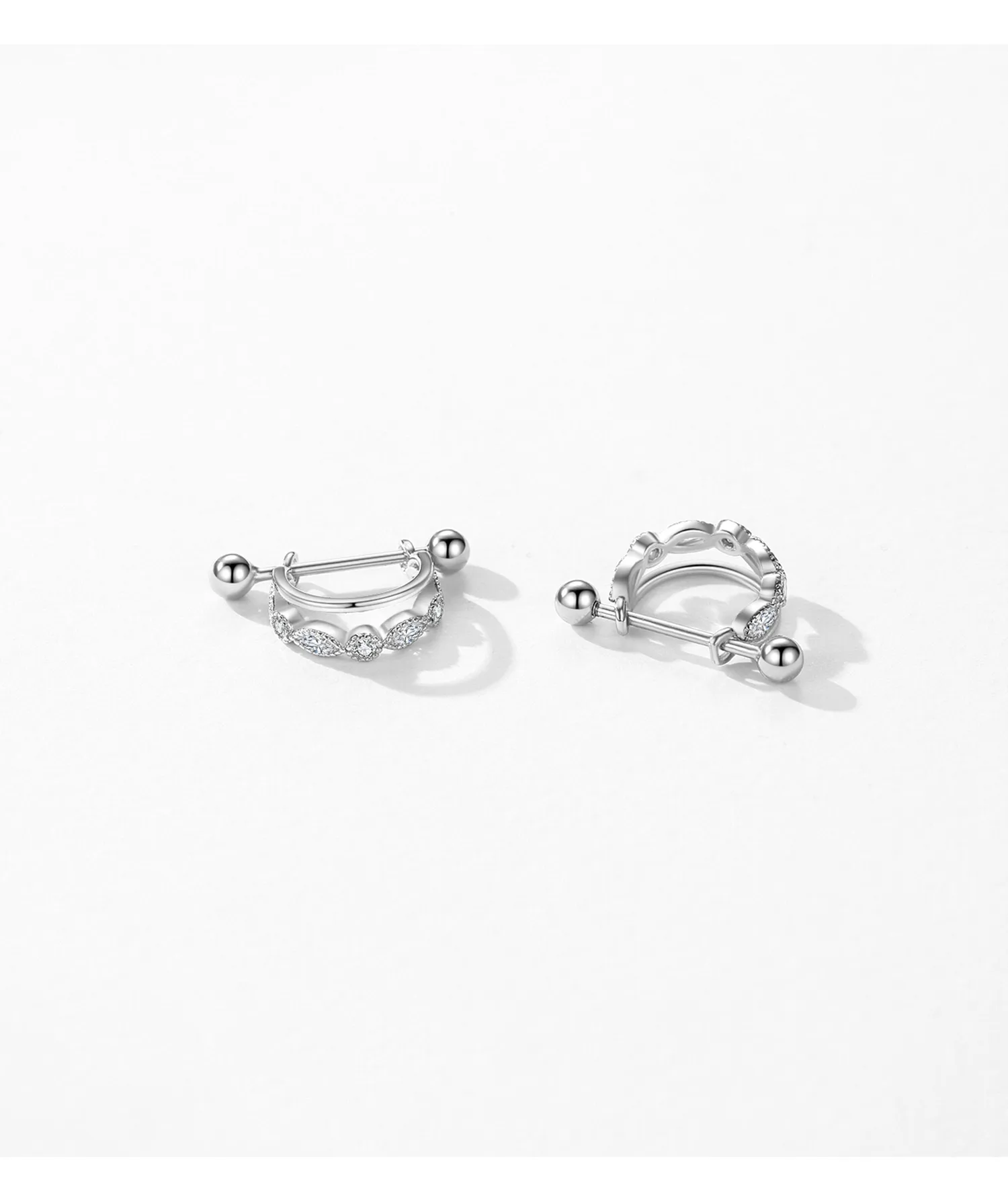 1 Pair Rhodium Plated 925 Sterling Silver Zircon Geometric Round Heart Shape Ear Studs display picture 7