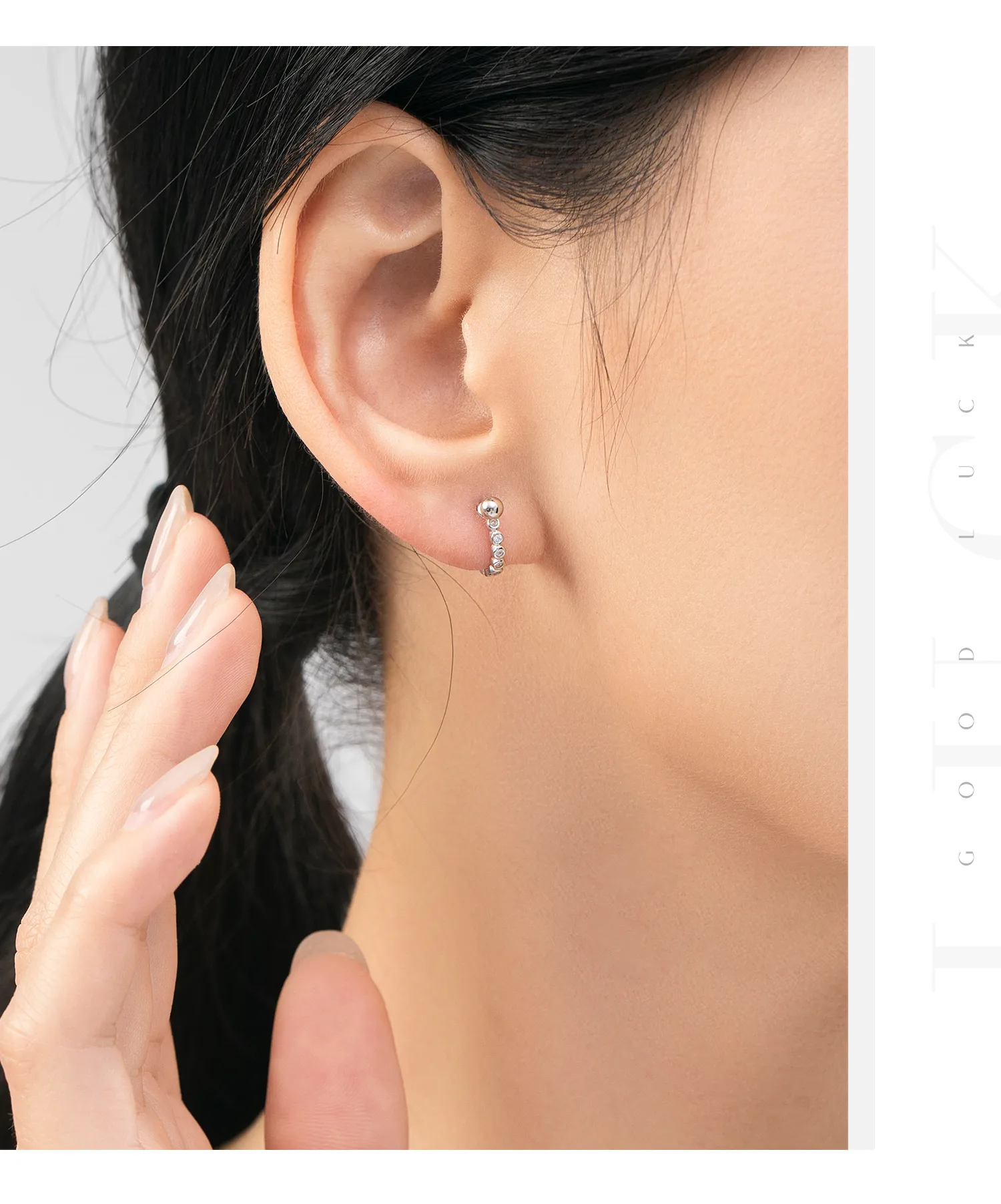 1 Pair Rhodium Plated 925 Sterling Silver Zircon Geometric Round Heart Shape Ear Studs display picture 8