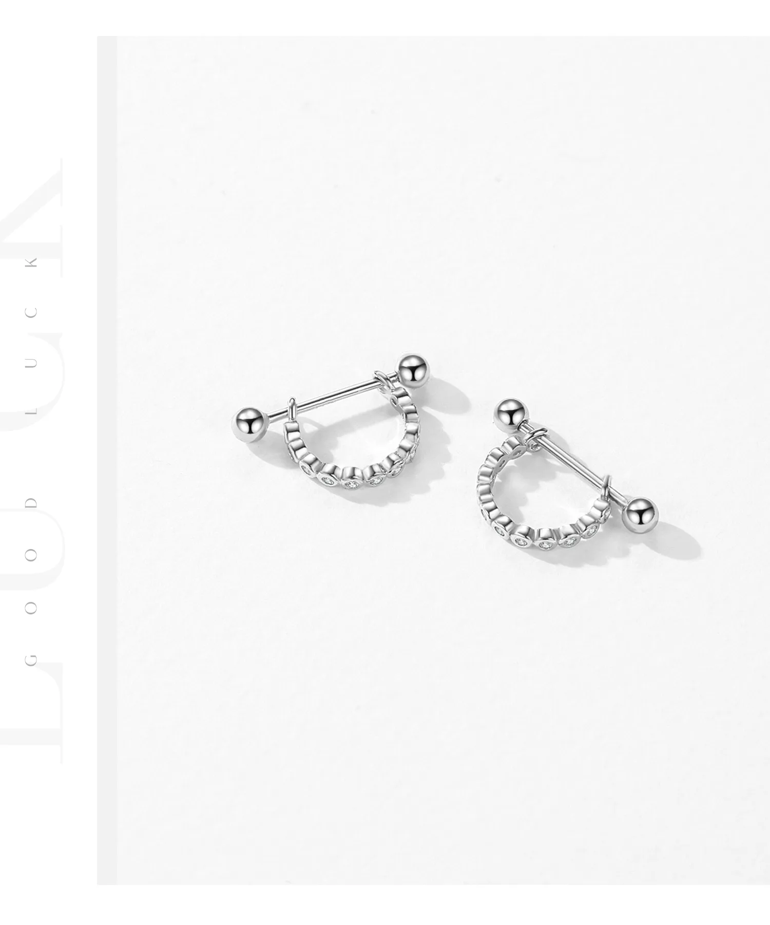 1 Pair Rhodium Plated 925 Sterling Silver Zircon Geometric Round Heart Shape Ear Studs display picture 9