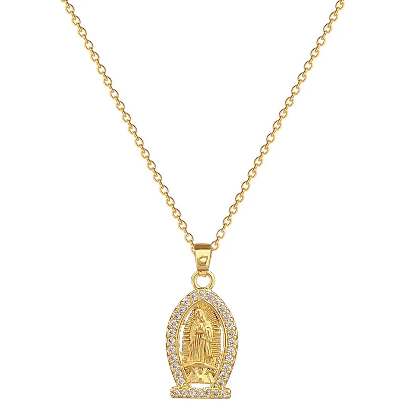 Wholesale Jewelry Classic Style Human Geometric Titanium Steel Copper Zircon Gold Plated Inlay Pendant Necklace display picture 1