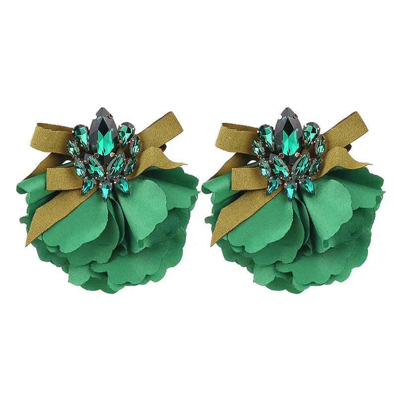 1 Pair Casual Elegant Streetwear Floral Alloy Cloth Glass Drop Earrings display picture 4