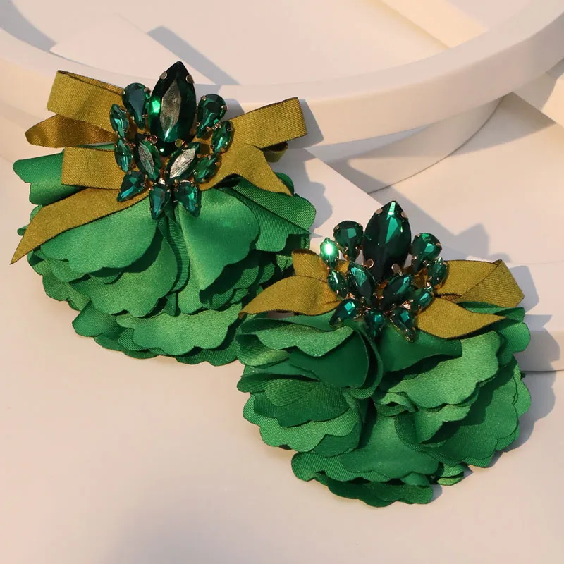 1 Pair Casual Elegant Streetwear Floral Alloy Cloth Glass Drop Earrings display picture 13