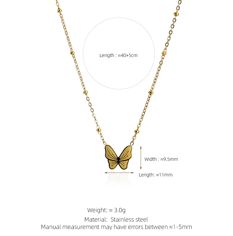 Wholesale Jewelry Commute Korean Style Butterfly 304 Stainless Steel 18K Gold Plated Pendant Necklace display picture 1