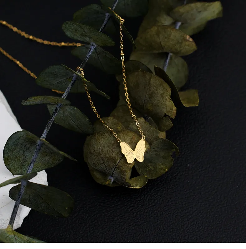 Wholesale Jewelry Commute Korean Style Butterfly 304 Stainless Steel 18K Gold Plated Pendant Necklace display picture 4