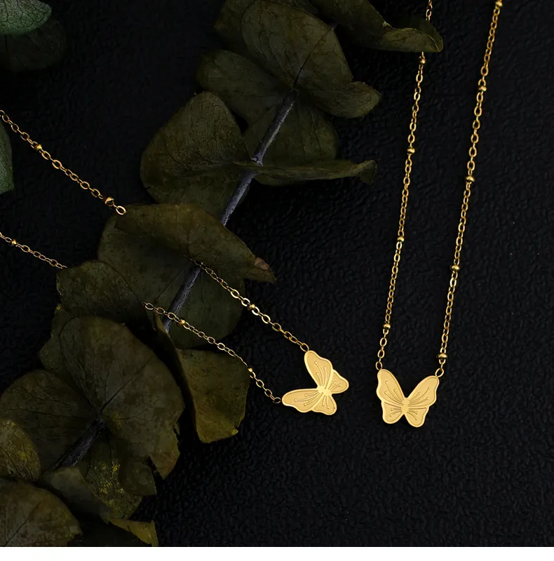 Wholesale Jewelry Commute Korean Style Butterfly 304 Stainless Steel 18K Gold Plated Pendant Necklace display picture 7