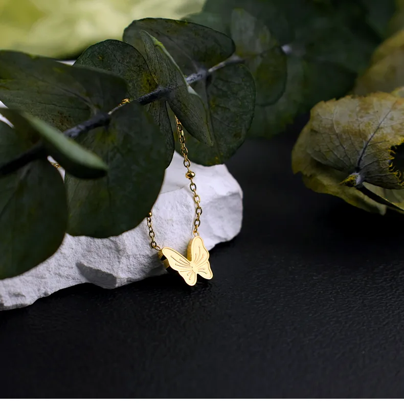 Wholesale Jewelry Commute Korean Style Butterfly 304 Stainless Steel 18K Gold Plated Pendant Necklace display picture 6