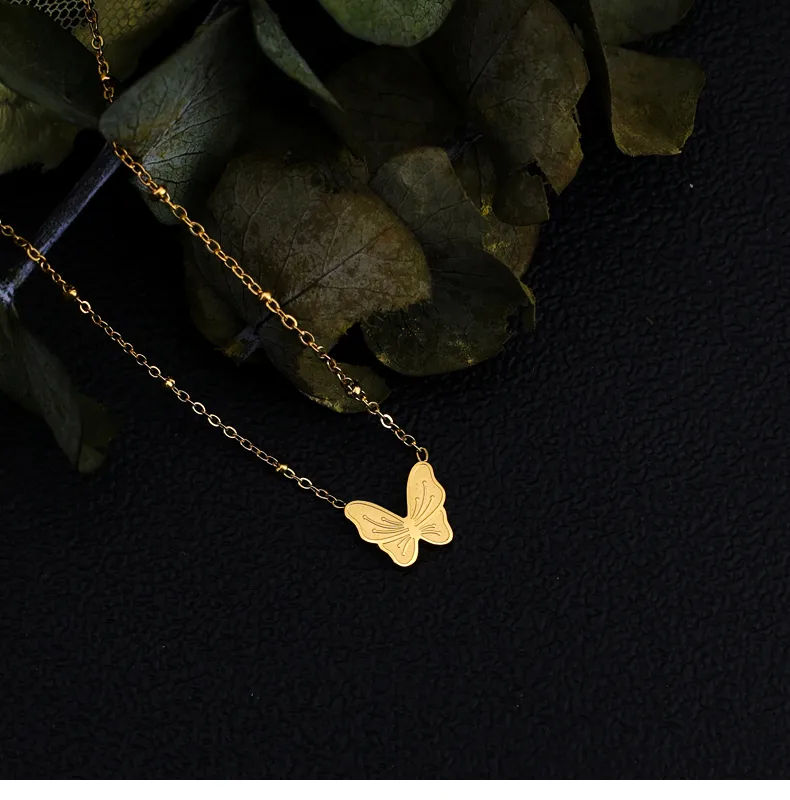 Wholesale Jewelry Commute Korean Style Butterfly 304 Stainless Steel 18K Gold Plated Pendant Necklace display picture 5