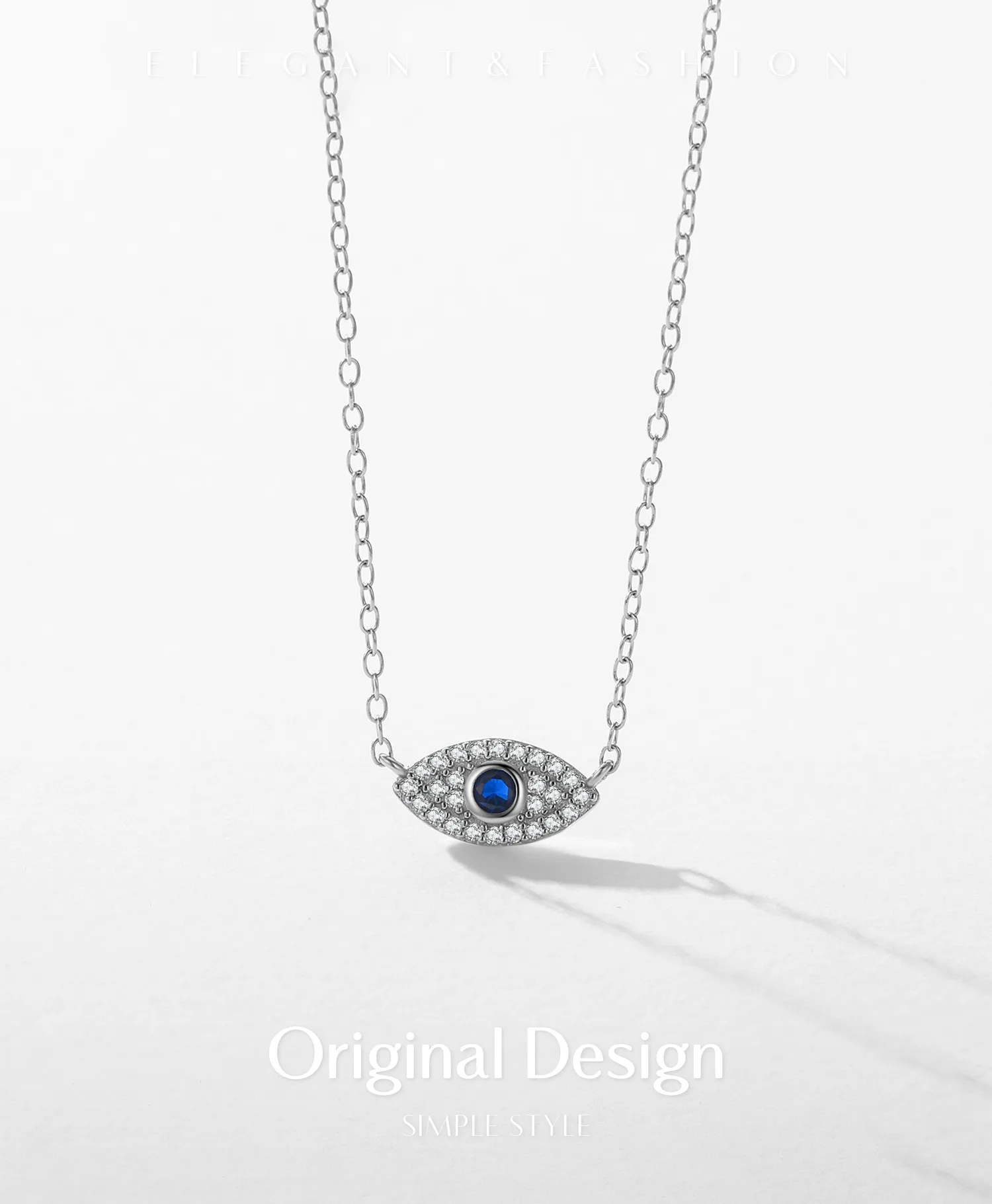 925 Sterling Silver Rack Plated Zircon Inlay Devil's Eye Pendant Necklace display picture 1