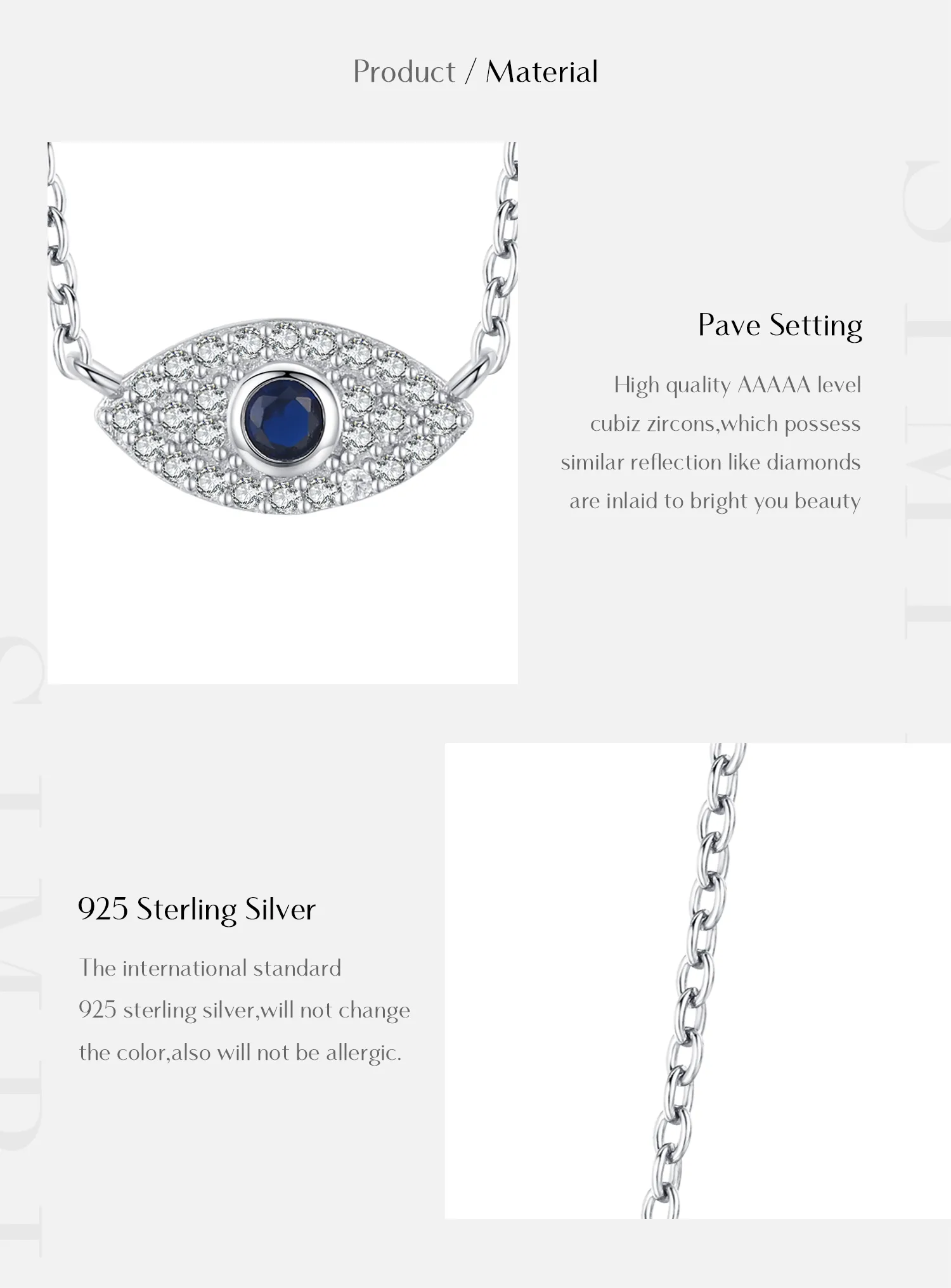 925 Sterling Silver Rack Plated Zircon Inlay Devil's Eye Pendant Necklace display picture 3