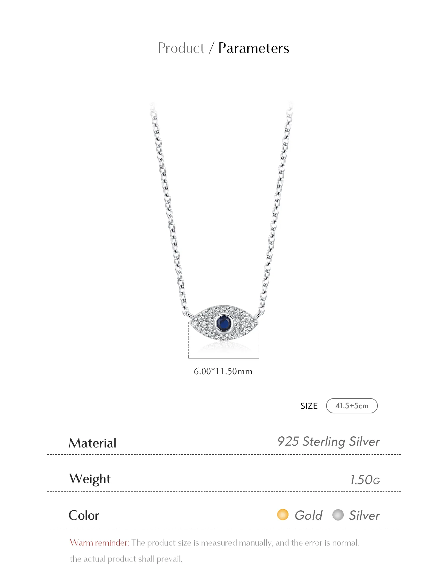 925 Sterling Silver Rack Plated Zircon Inlay Devil's Eye Pendant Necklace display picture 4