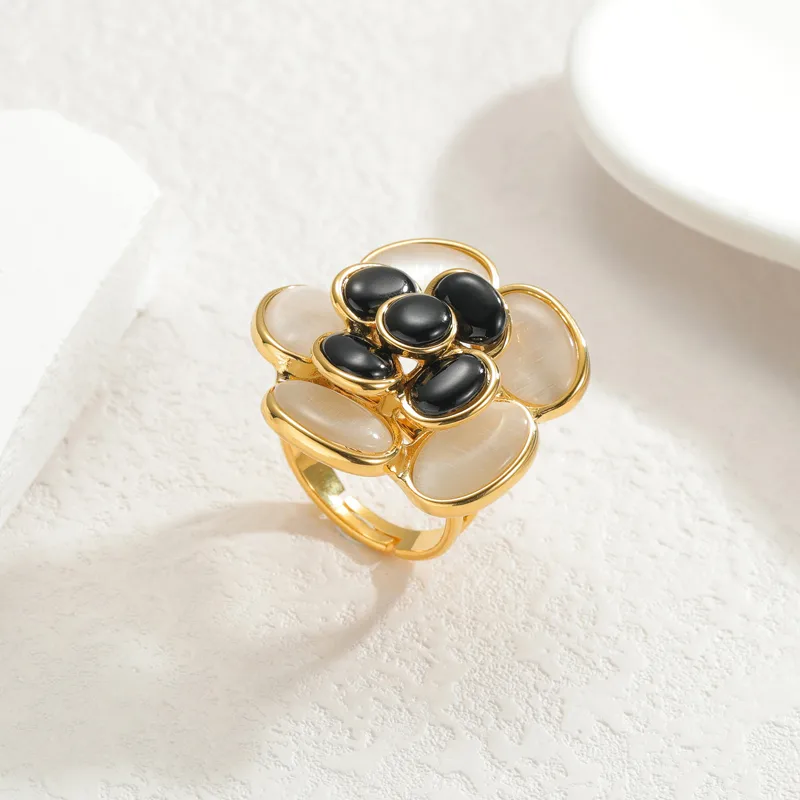 Wholesale Jewelry Elegant Lady Streetwear Flower 304 Stainless Steel 18K Gold Plated Open Rings display picture 1