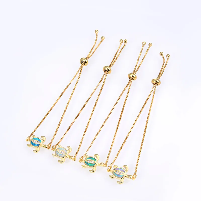 Copper 18K Gold Plated Polishing Plating Inlay Tortoise Opal Zircon Charms Bracelets display picture 16