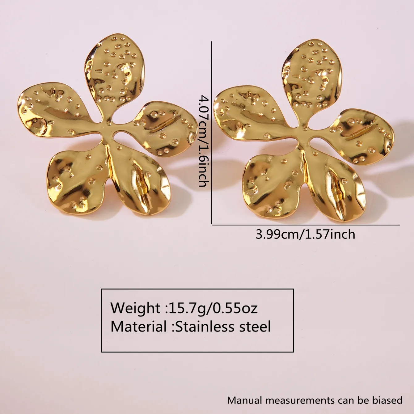 1 Pair Exaggerated Sweet Cool Style Flower Plating 304 Stainless Steel Imitation Gold  Ear Studs display picture 9