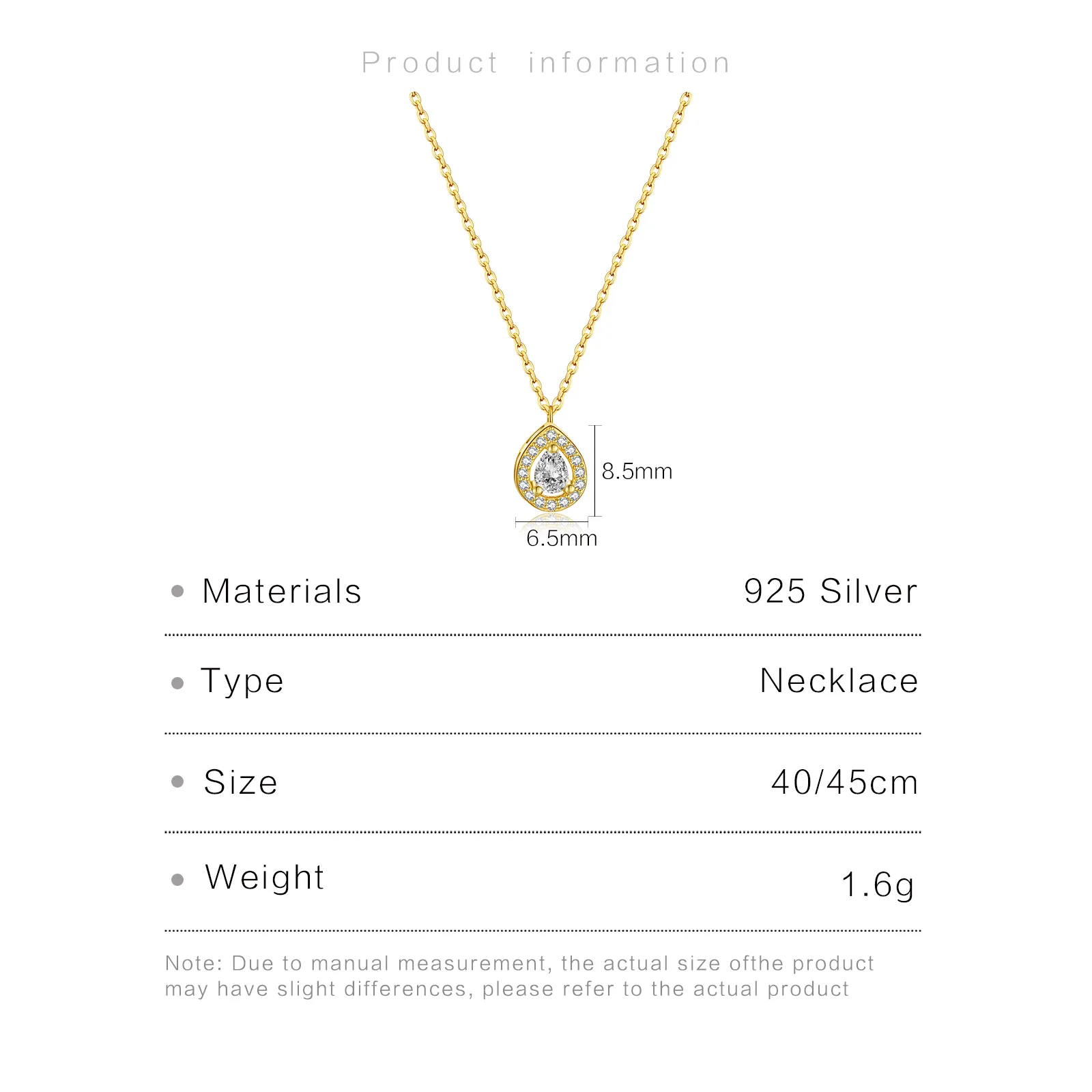 Sterling Silver Zircon Inlay Geometric Pendant Necklace display picture 5