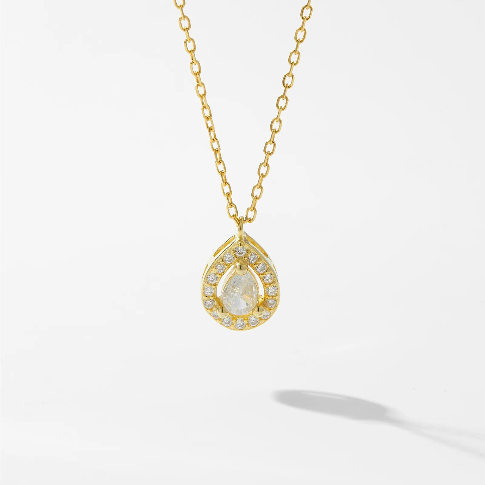 Sterling Silver Zircon Inlay Geometric Pendant Necklace display picture 1