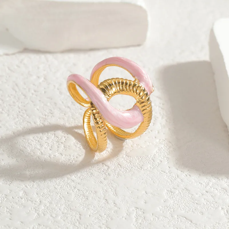 Wholesale Jewelry Modern Style Cross 304 Stainless Steel 18K Gold Plated Enamel Plating Open Rings display picture 3