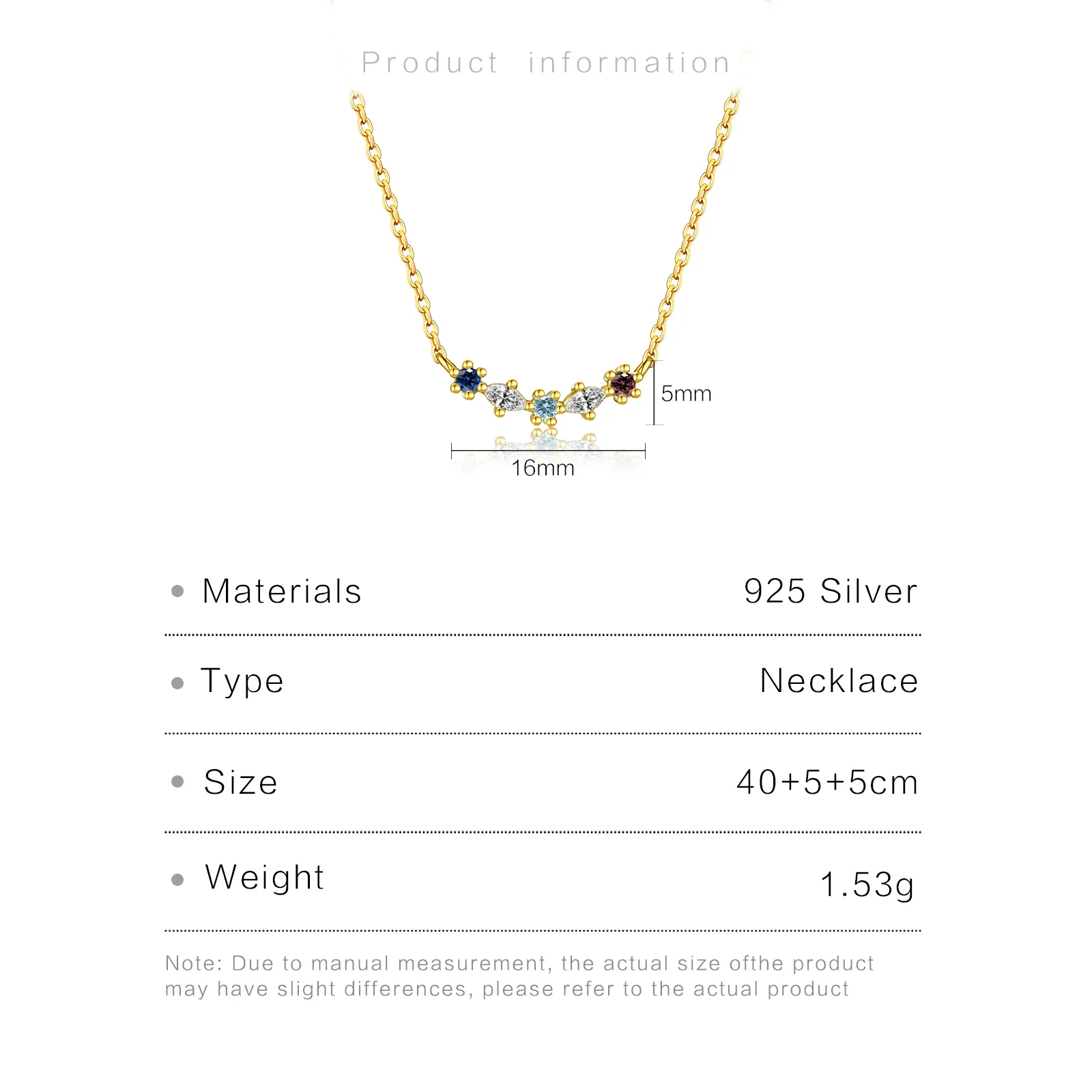 Sterling Silver Zircon Inlay Geometric Pendant Necklace display picture 6