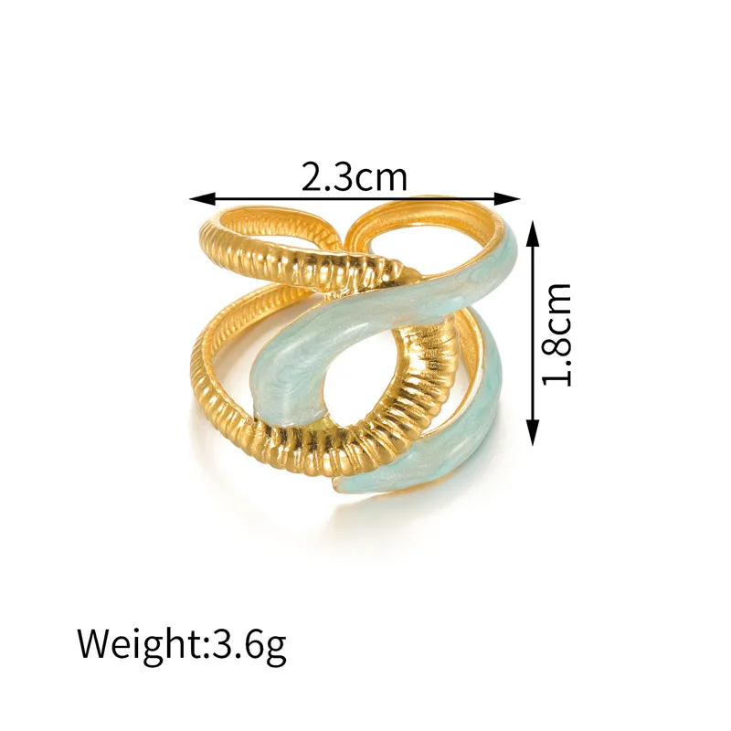 Wholesale Jewelry Modern Style Cross 304 Stainless Steel 18K Gold Plated Enamel Plating Open Rings display picture 4