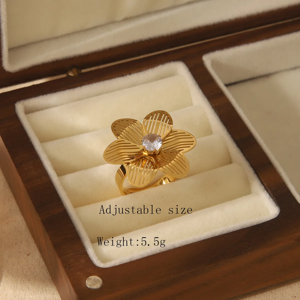 Wholesale Jewelry Elegant Vintage Style Solid Color Flower 304 Stainless Steel Zircon 18K Gold Plated Cutting Bracelets Earrings Necklace display picture 1