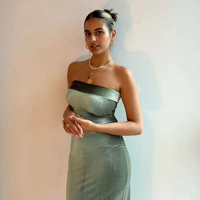 Women's Party Dress Elegant Sexy Strapless Backless 3/4 Length Sleeve Solid Color Maxi Long Dress Banquet Evening Party display picture 8