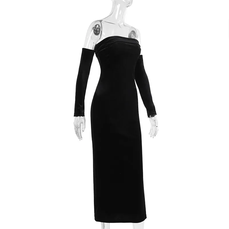 Women's Party Dress Elegant Sexy Strapless Backless 3/4 Length Sleeve Solid Color Maxi Long Dress Banquet Evening Party display picture 20