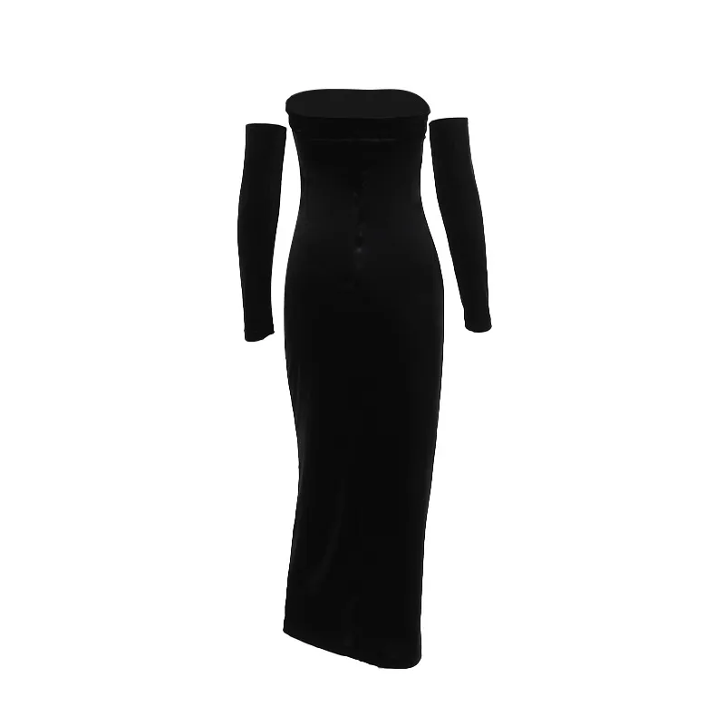 Women's Party Dress Elegant Sexy Strapless Backless 3/4 Length Sleeve Solid Color Maxi Long Dress Banquet Evening Party display picture 30
