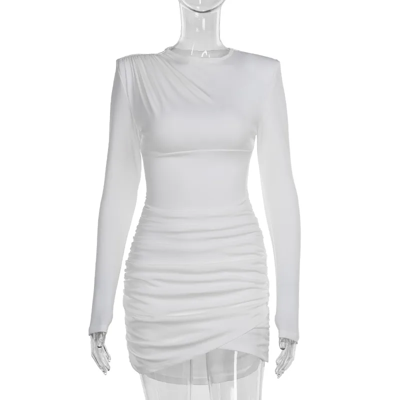 Women's Sheath Dress Elegant Simple Style Round Neck Long Sleeve Solid Color Short Mini Dress Holiday Daily display picture 9
