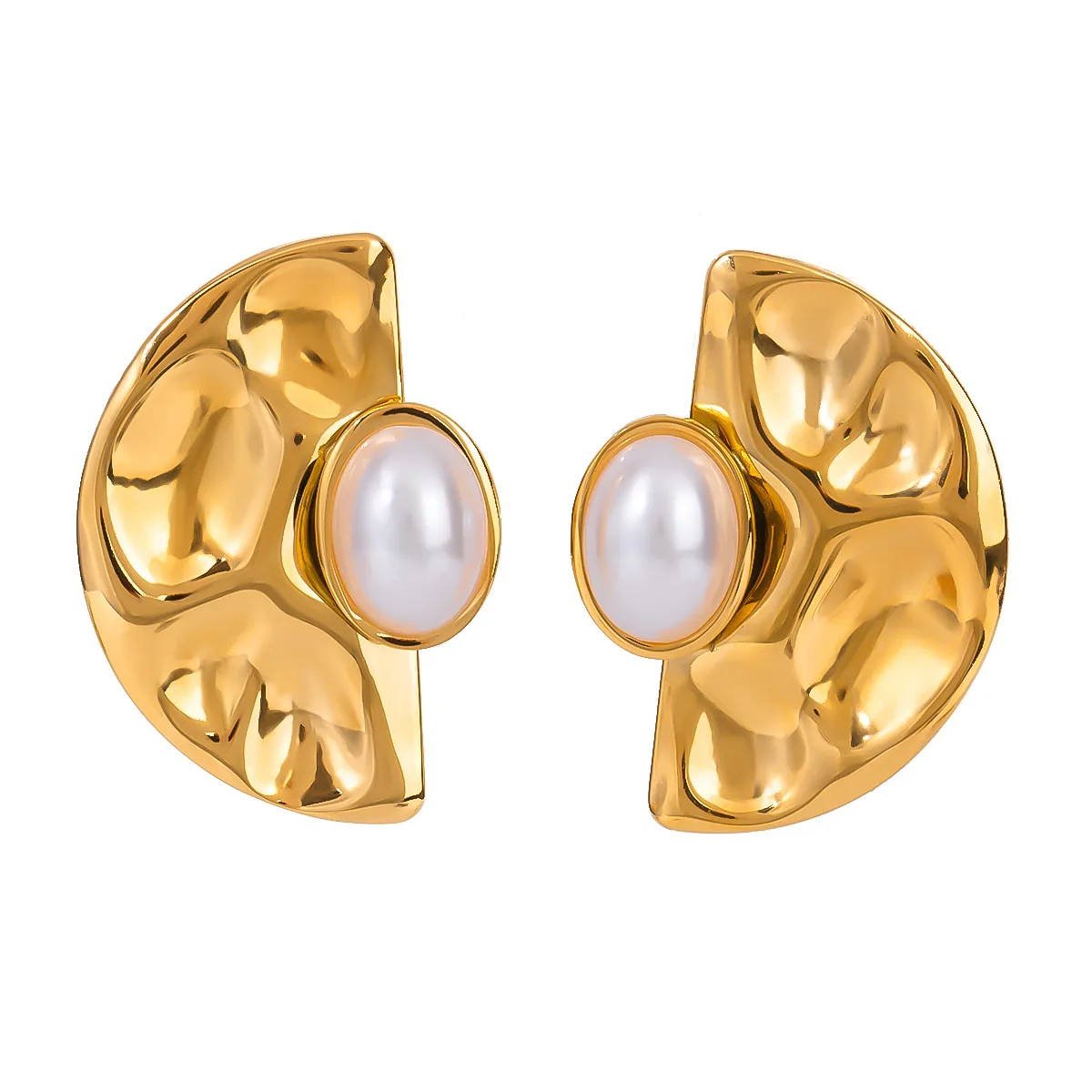 1 Pair Simple Style Classic Style Geometric Inlay 304 Stainless Steel Imitation Shell Pearls Ear Studs display picture 6