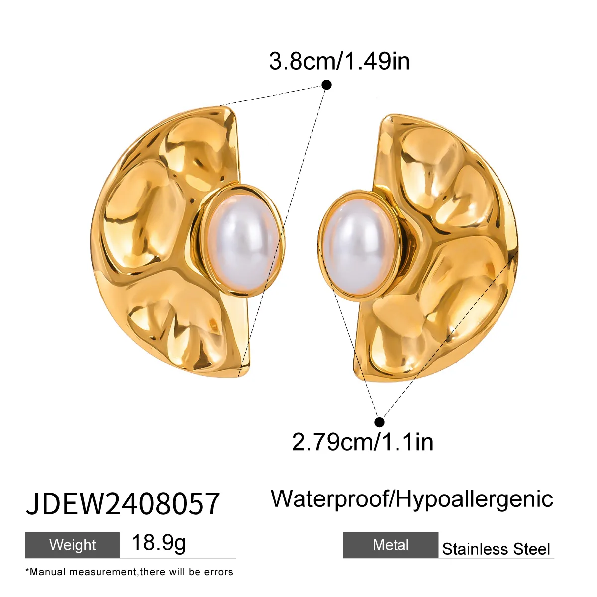 1 Pair Simple Style Classic Style Geometric Inlay 304 Stainless Steel Imitation Shell Pearls Ear Studs display picture 4