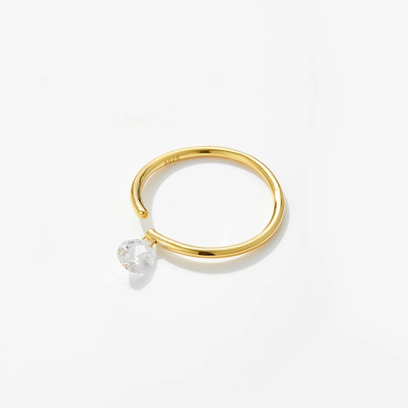 18K Gold Plated White Gold Plated 925 Sterling Silver Zircon Solid Color Open Rings display picture 2
