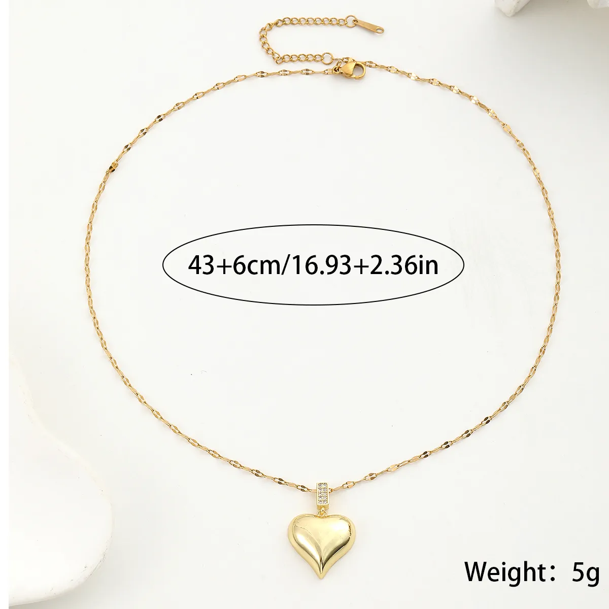 304 Stainless Steel Copper Heart Shape Pendant Necklace display picture 1