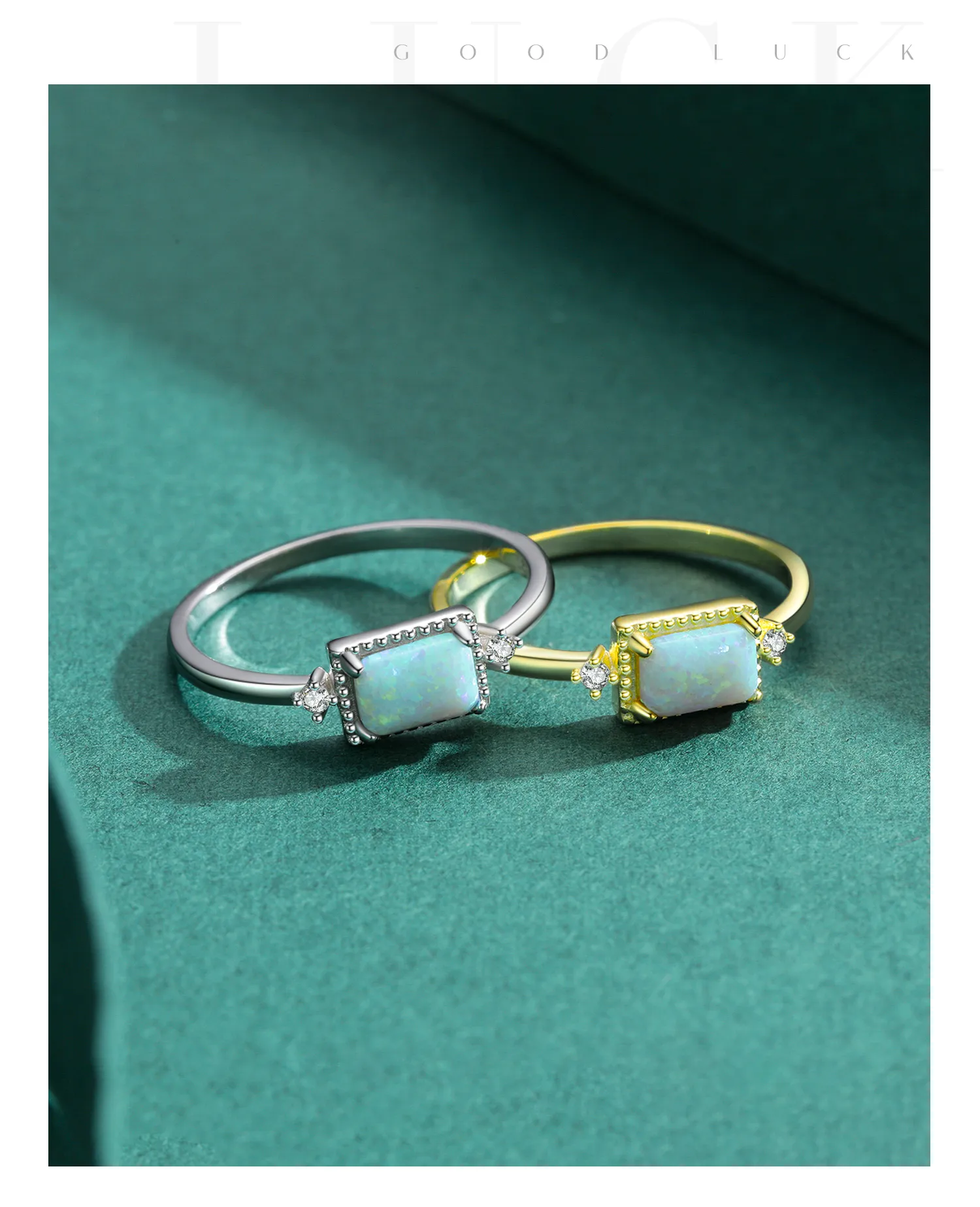 14K Gold Plated Rhodium Plated Sterling Silver Opal Geometric Rings display picture 7