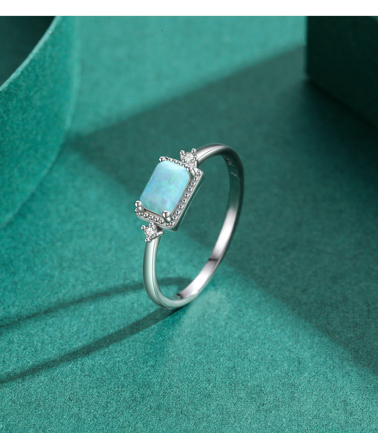 14K Gold Plated Rhodium Plated Sterling Silver Opal Geometric Rings display picture 12