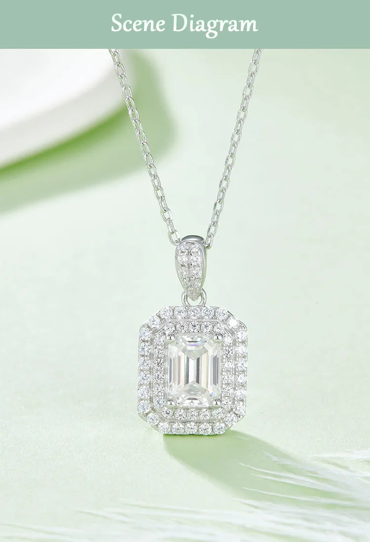 1 Piece 925 Sterling Silver Moissanite Rectangle Earrings Necklace display picture 1