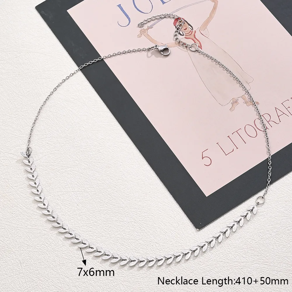 Wholesale Jewelry Casual Modern Style Simple Style Leaves Oval Heart Shape 304 Stainless Steel Handmade Polishing Jewelry Set display picture 3