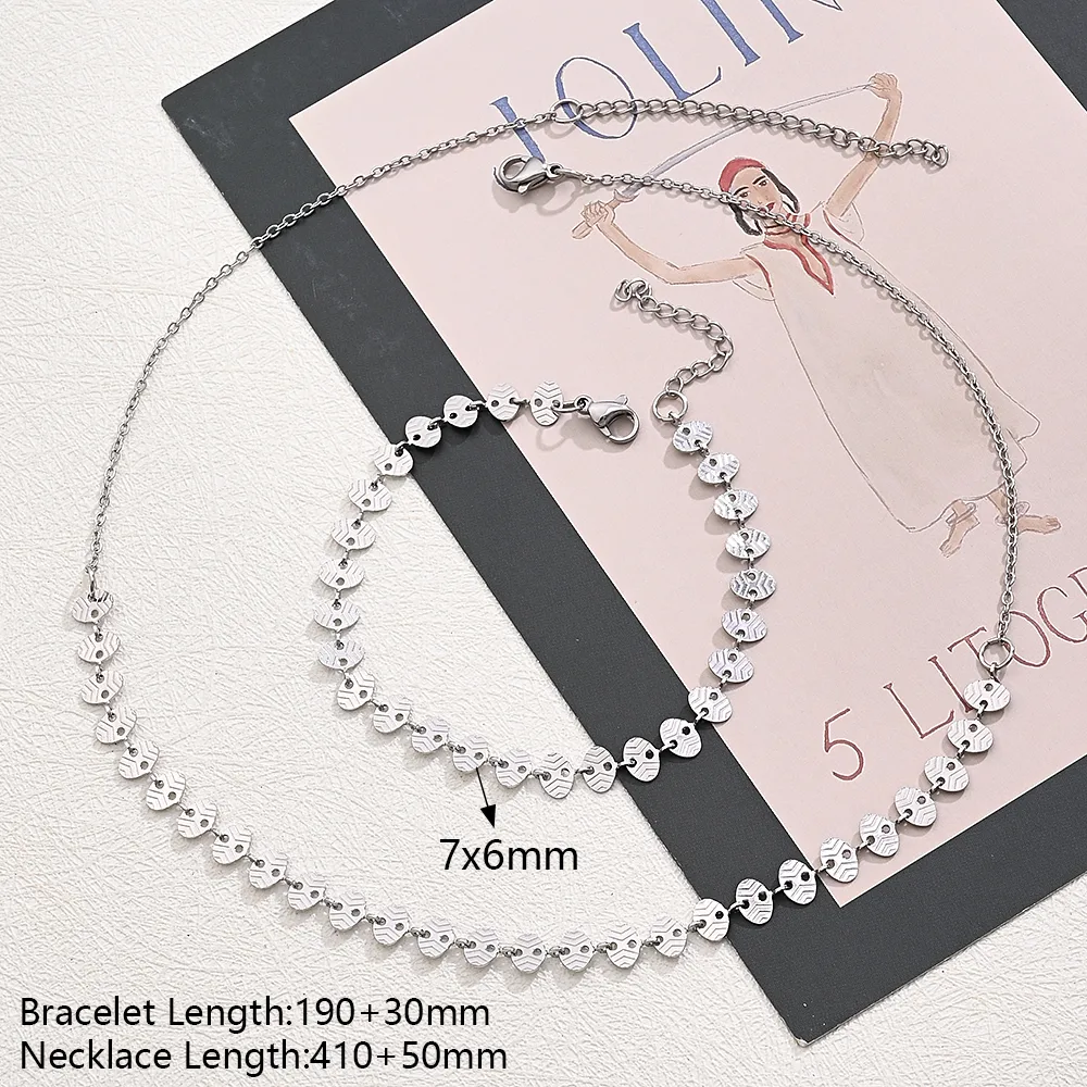Wholesale Jewelry Casual Modern Style Simple Style Leaves Oval Heart Shape 304 Stainless Steel Handmade Polishing Jewelry Set display picture 7