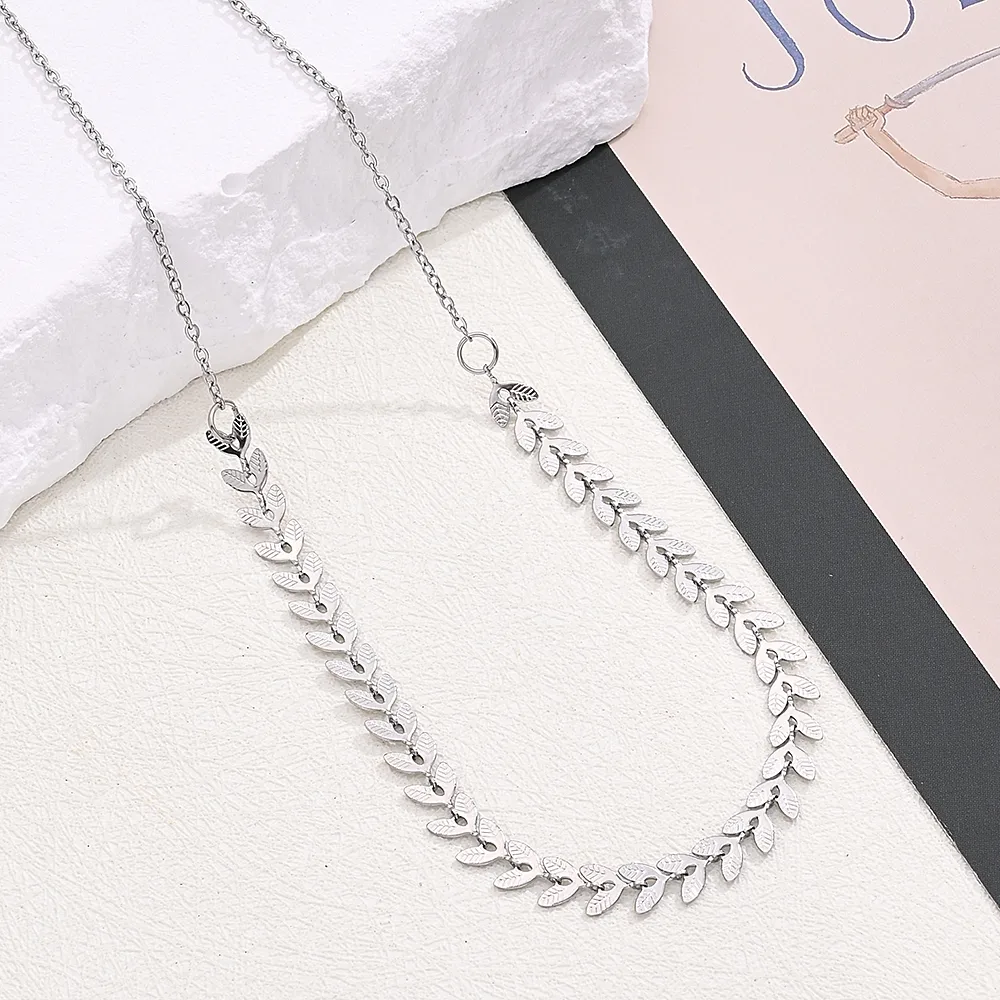 Wholesale Jewelry Casual Modern Style Simple Style Leaves Oval Heart Shape 304 Stainless Steel Handmade Polishing Jewelry Set display picture 8
