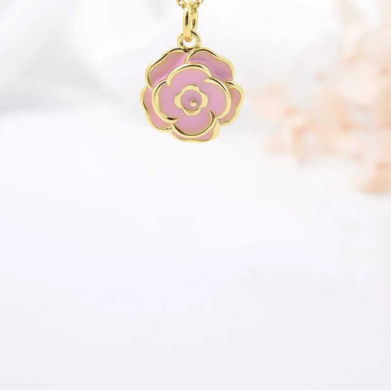 Copper Plating 18K Color-Retaining Glossy Dripping Rose Pendant Necklace display picture 3