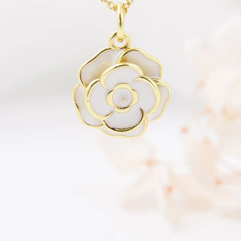 Copper Plating 18K Color-Retaining Glossy Dripping Rose Pendant Necklace display picture 4