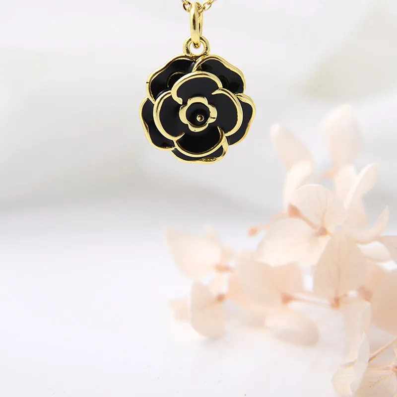 Copper Plating 18K Color-Retaining Glossy Dripping Rose Pendant Necklace display picture 7