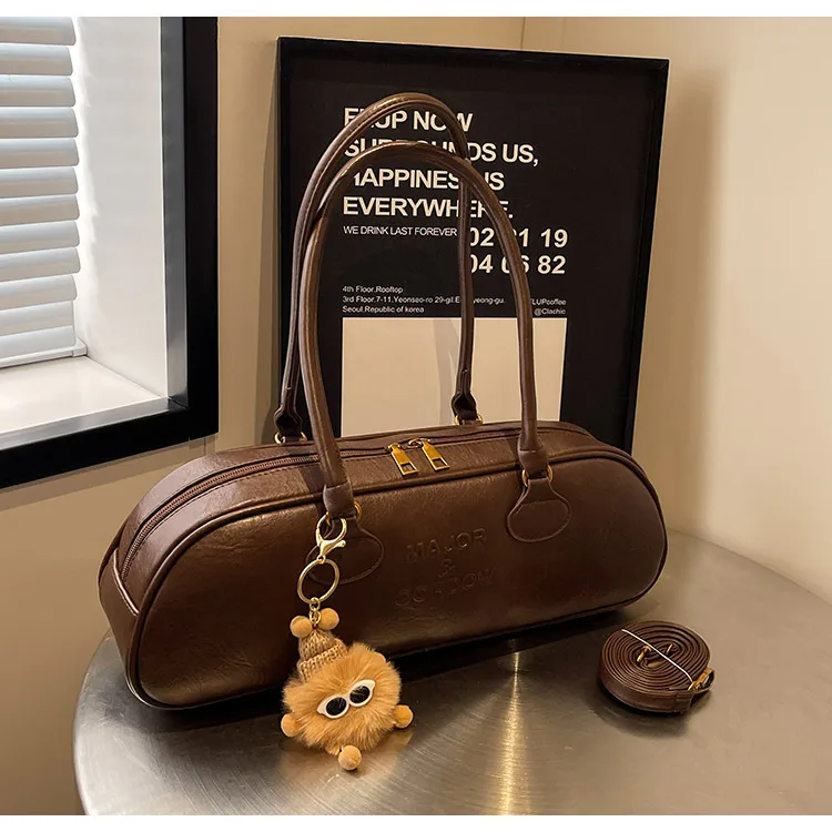 Women's Large Pu Leather Solid Color Streetwear Pillow Shape Zipper Shoulder Bag display picture 16