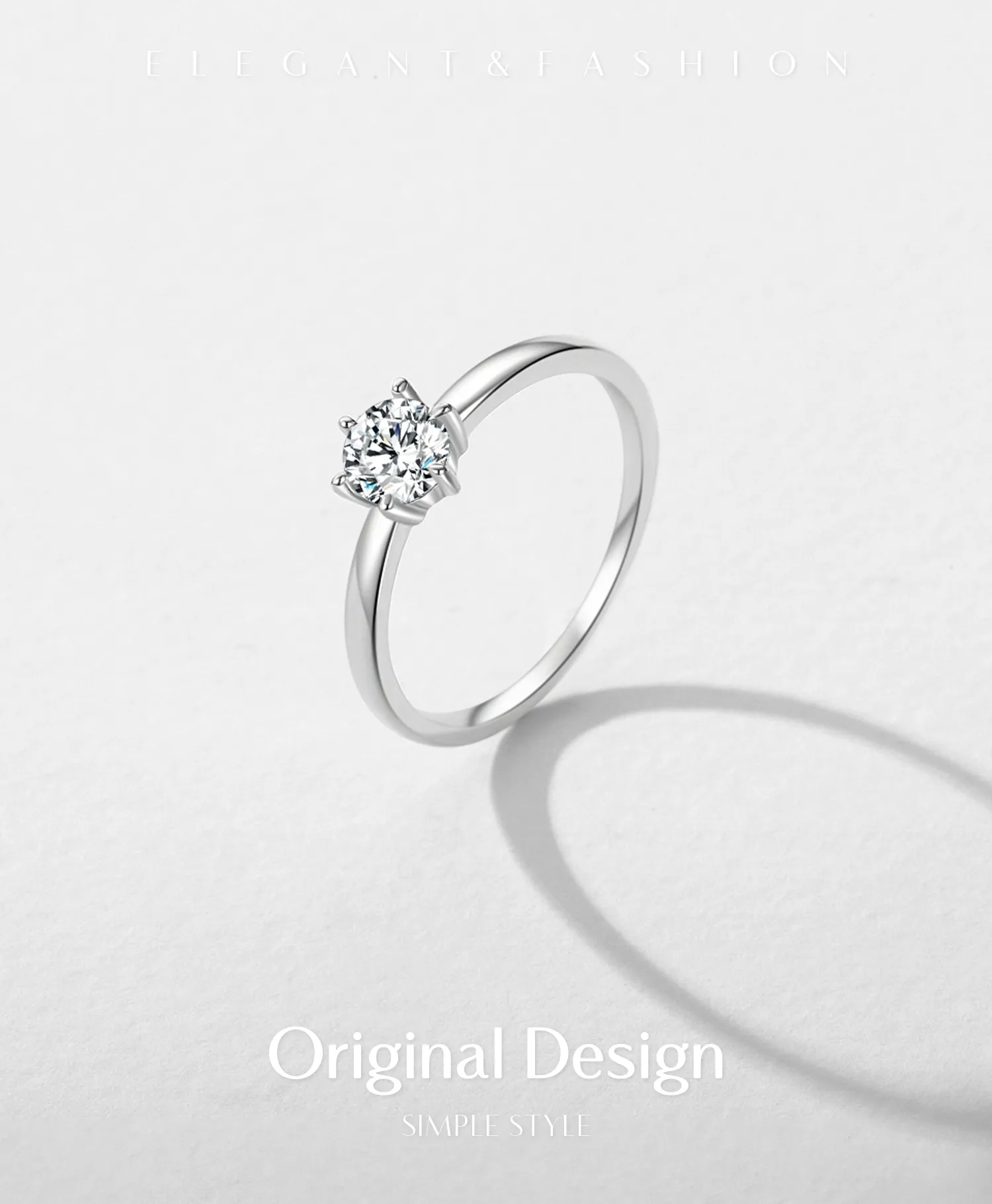 Rhodium Plated 925 Sterling Silver Zircon Round Rings display picture 1