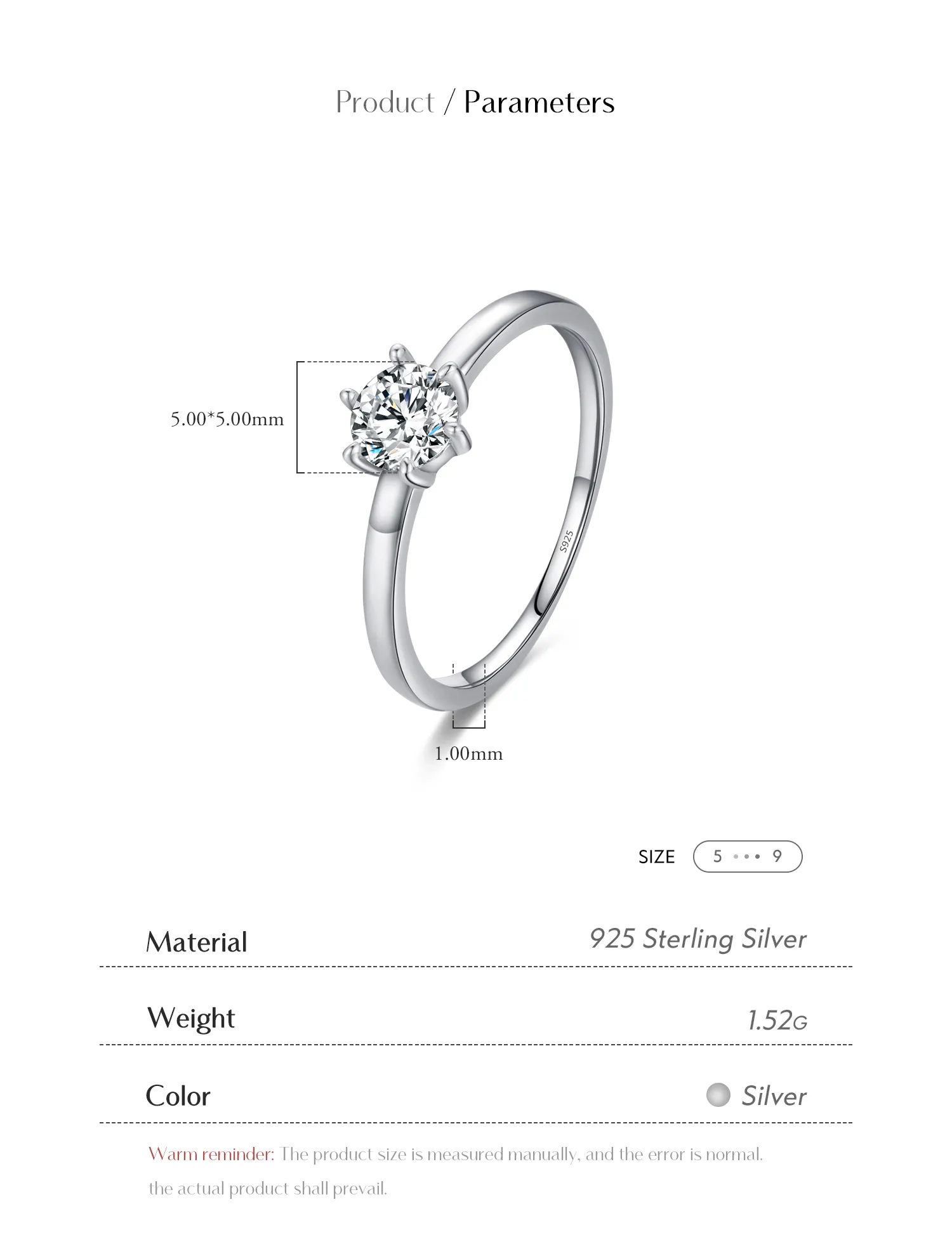 Rhodium Plated 925 Sterling Silver Zircon Round Rings display picture 4