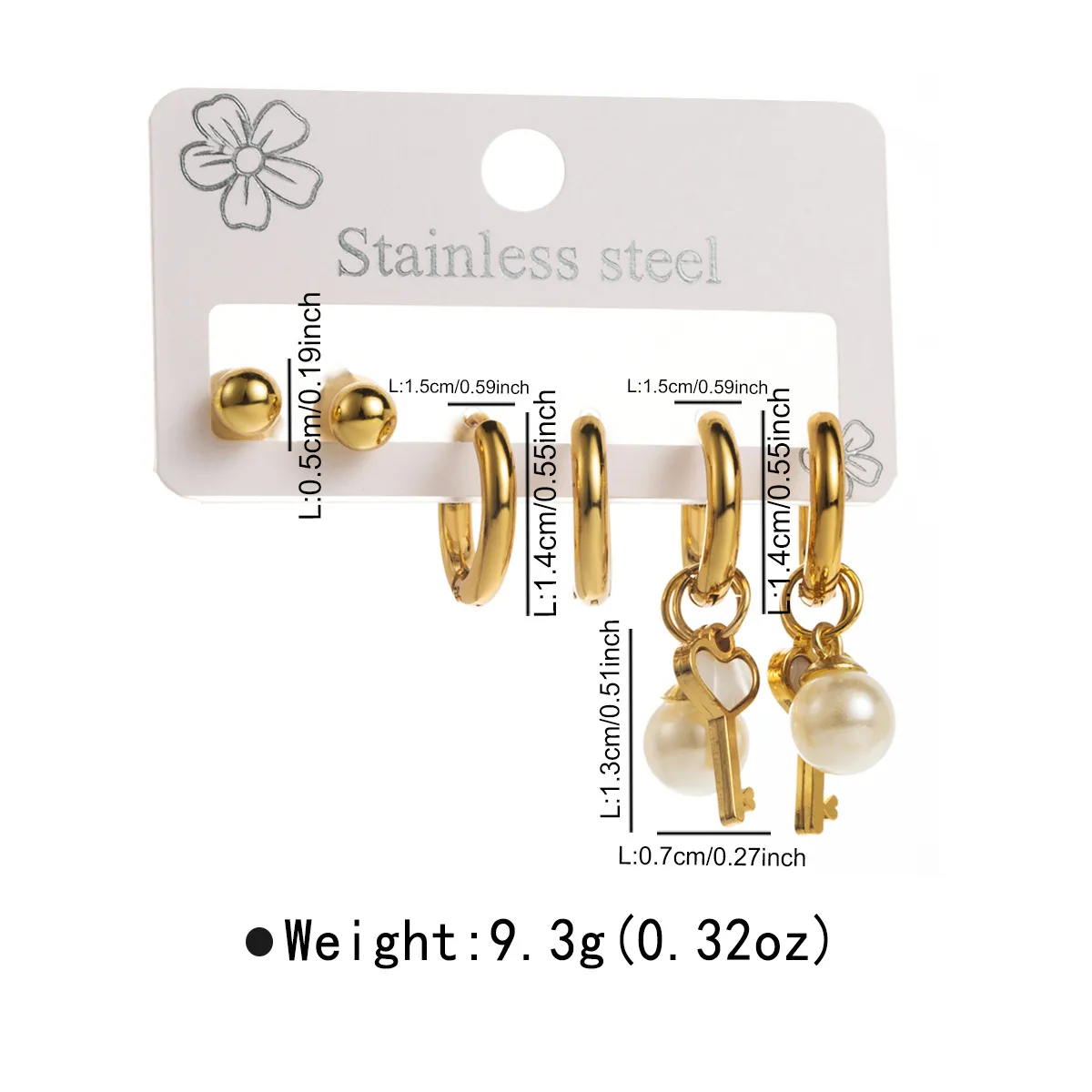 3 Pairs Simple Style Star Heart Shape Butterfly Plating Inlay 304 Stainless Steel Pearl 18K Gold Plated Drop Earrings Earrings Ear Studs display picture 4