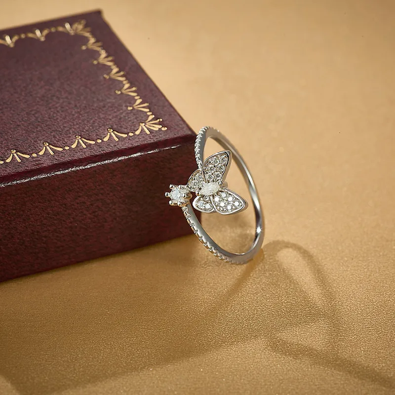 Fine Jewelry Finger Rings Ladies Butterfly 925 Sterling Silver Animal Diamond Rings Moissanite Ring display picture 11