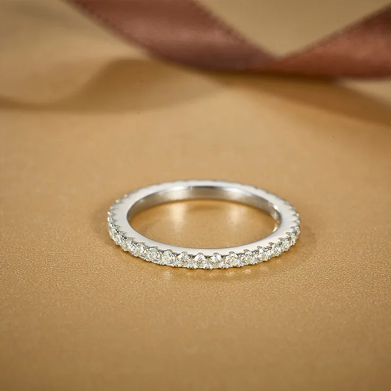 925 Sterling Silver Jewelry Radiant Moissanite Eternity Ring 925 Sterling Silver Moissanite Wedding Rings For Women Men display picture 10