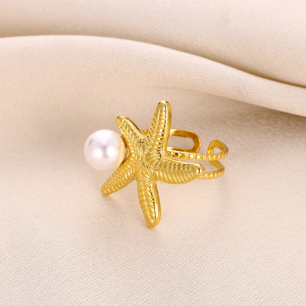 Wholesale Jewelry Elegant Luxurious Simple Style Starfish 304 Stainless Steel Open Rings display picture 2