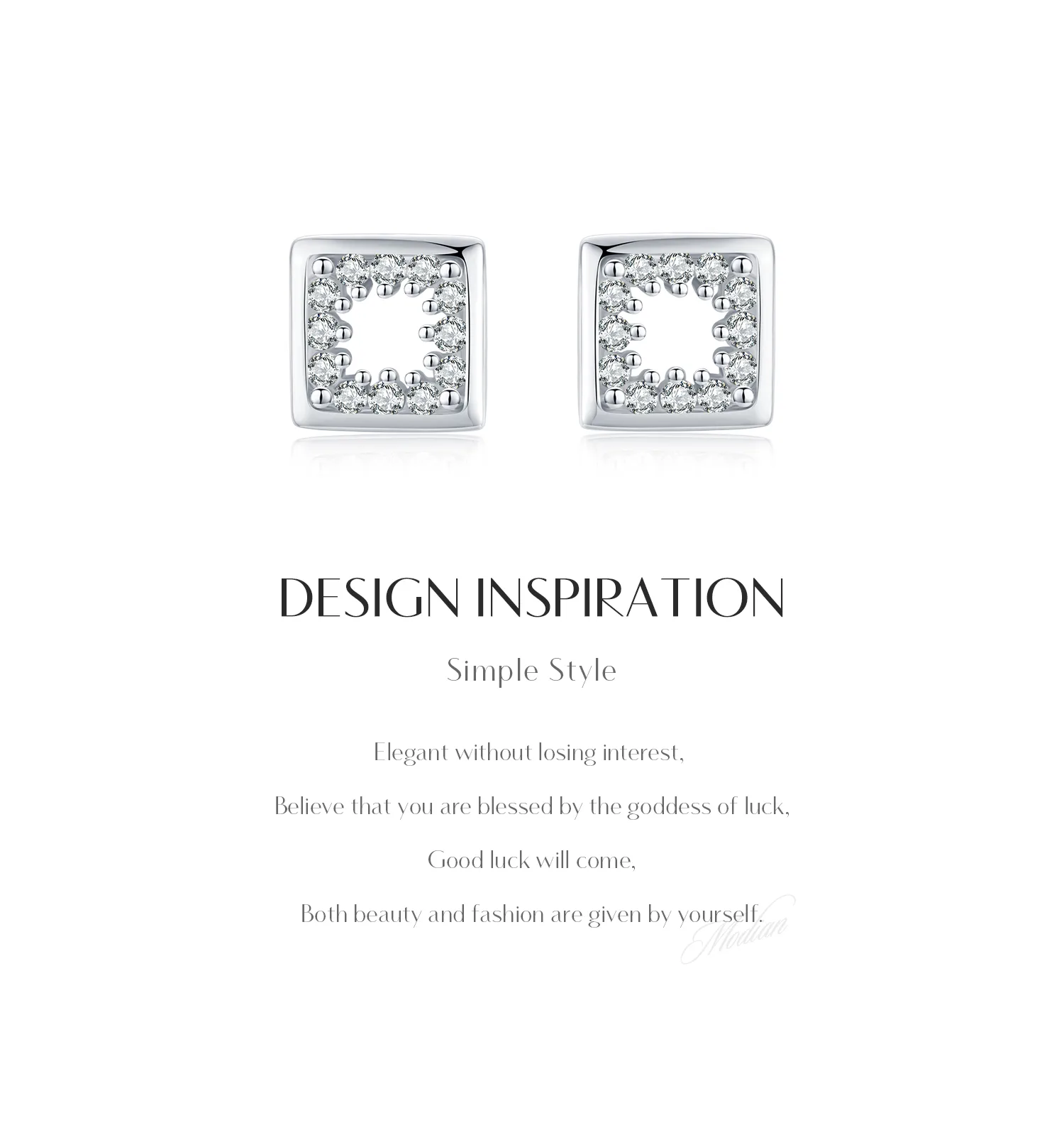 1 Pair Rhodium Plated 925 Sterling Silver Zircon Square Ear Studs display picture 2
