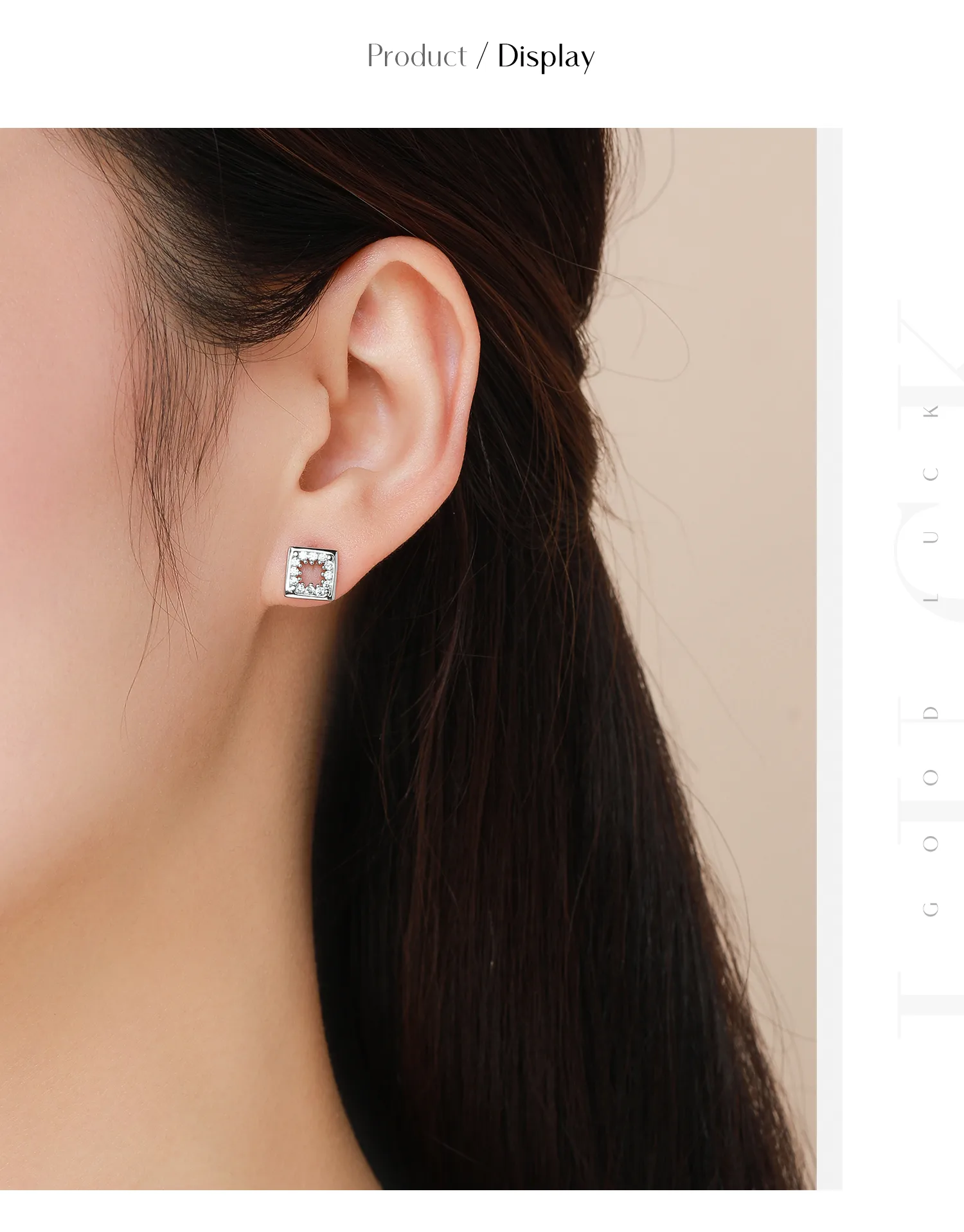 1 Pair Rhodium Plated 925 Sterling Silver Zircon Square Ear Studs display picture 5