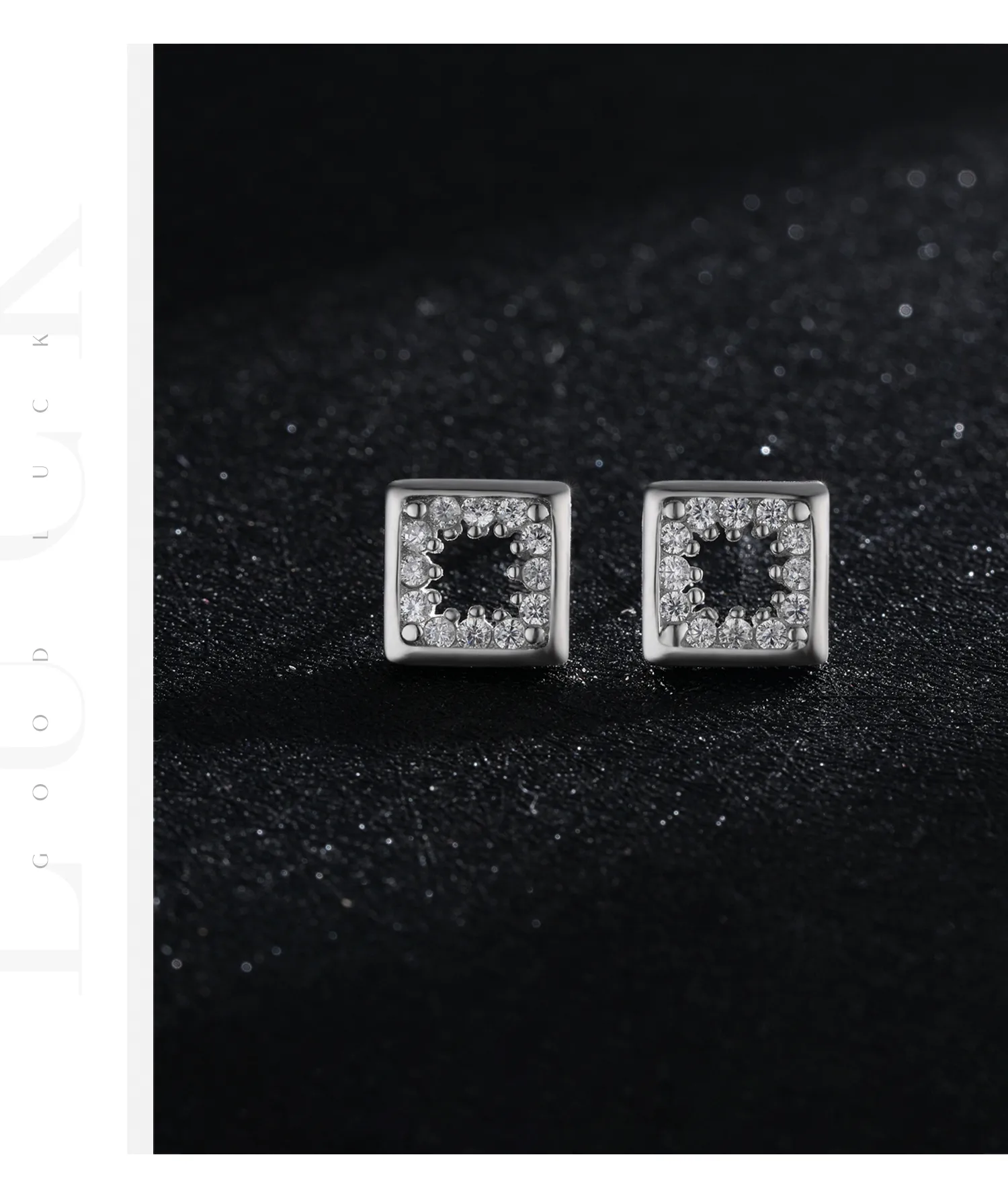 1 Pair Rhodium Plated 925 Sterling Silver Zircon Square Ear Studs display picture 6